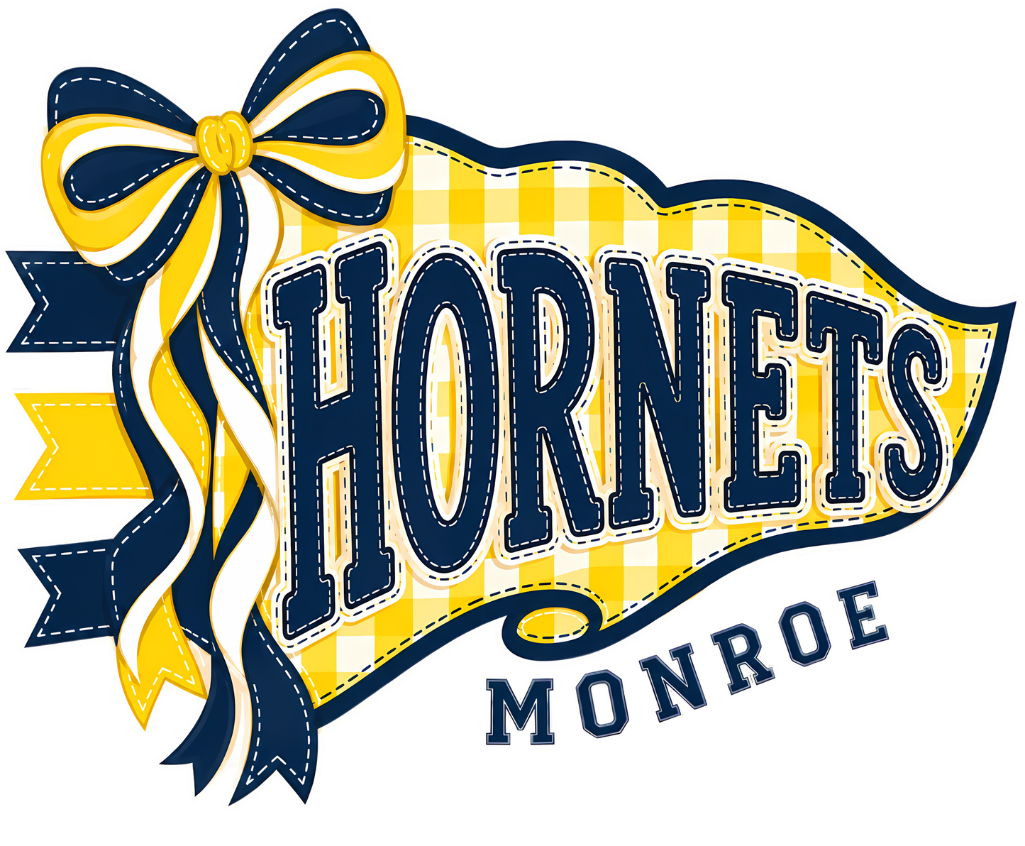 Monroe Hornets Bow & Flag Tee - Available in two colors!