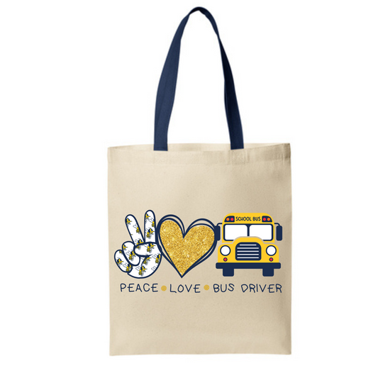 Peace Love Bus Driver Tote Bag