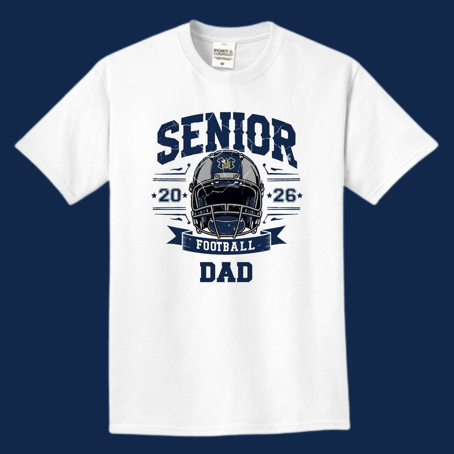 Senior Dad Football 2026 w/Monroe logo, T-Shirt (Two Colors Available)