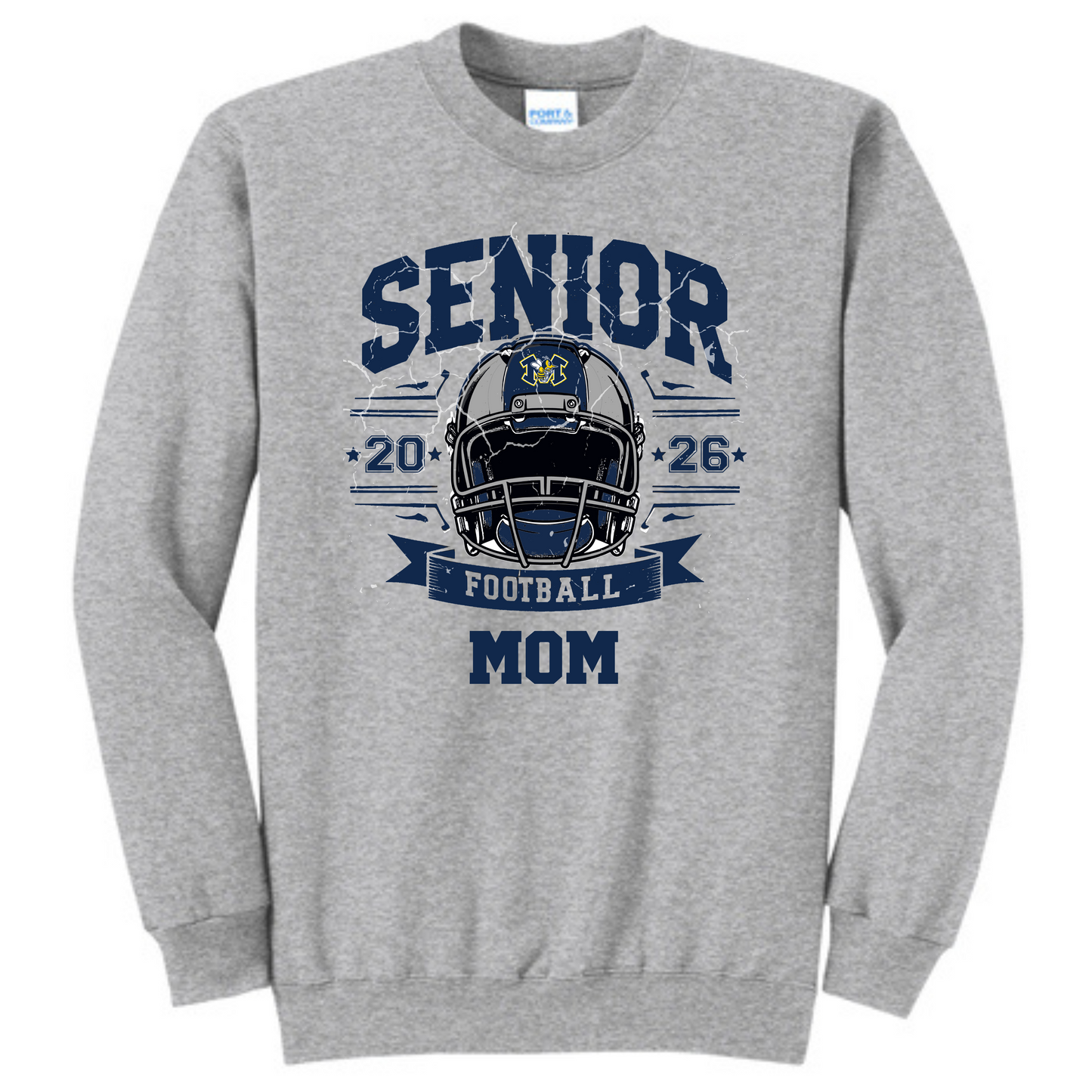 Senior Mom Football 2026 w/Monroe logo, Crewneck Sweatshirt (Two Colors Available)