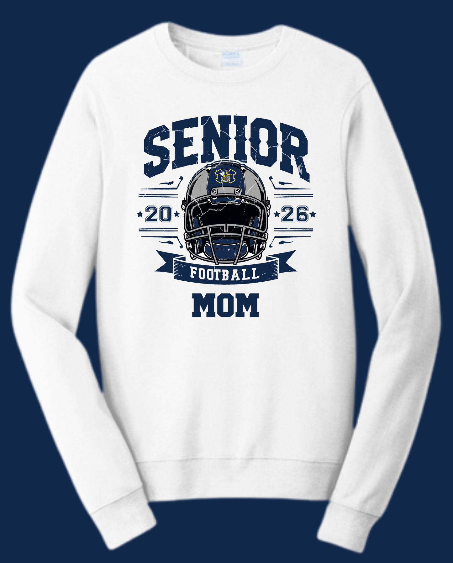 Senior Mom Football 2026 w/Monroe logo, Crewneck Sweatshirt (Two Colors Available)
