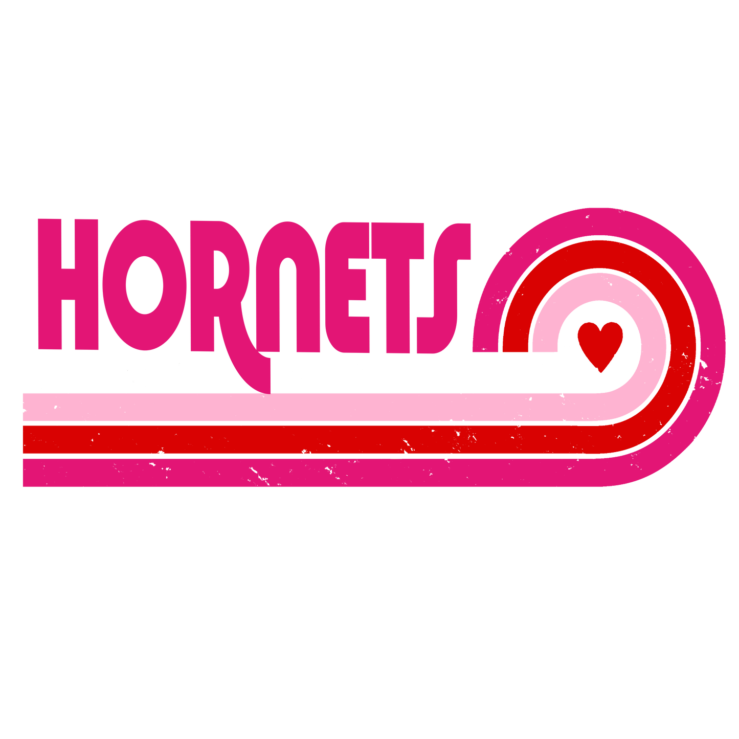Retro Hornets with Rainbow Heart - Dark Pink