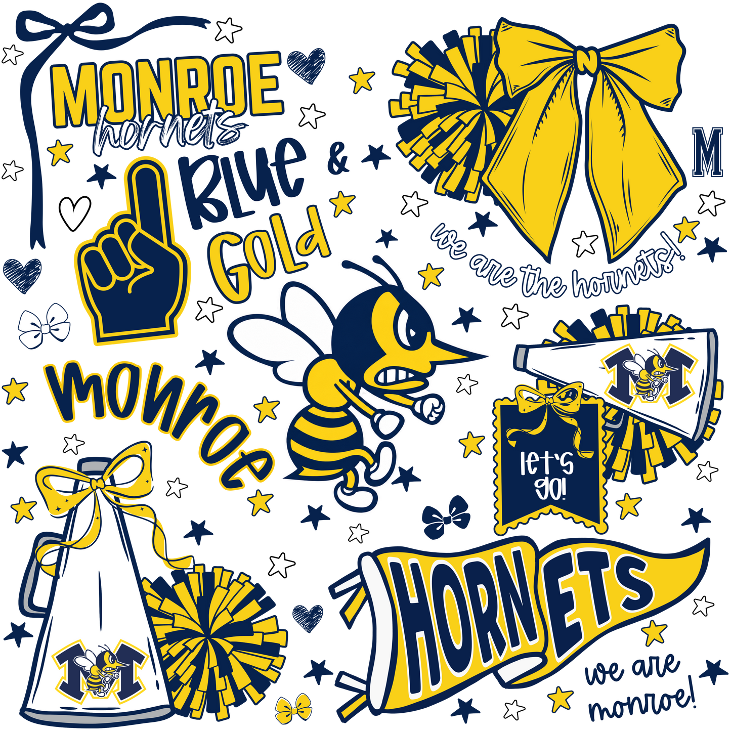 Hornets Cheer Cluster Crewneck - Available in three colors.