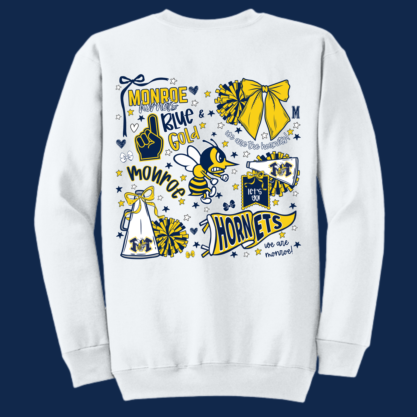 Hornets Cheer Cluster Crewneck - Available in three colors.