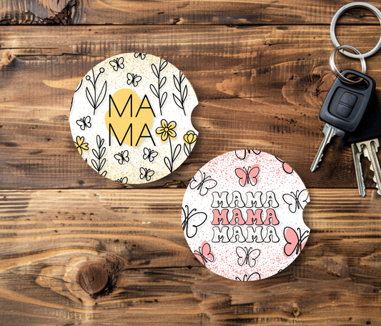 Ceramic MAMA Car Coasters (Set of 2)