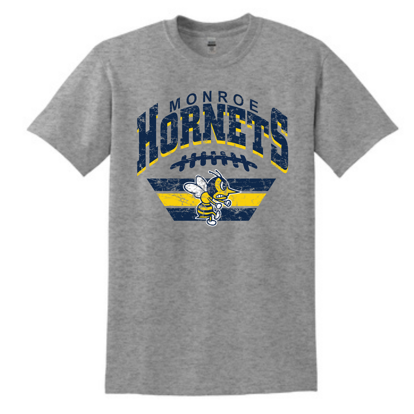 Monroe Hornets Grunge Football Stitch