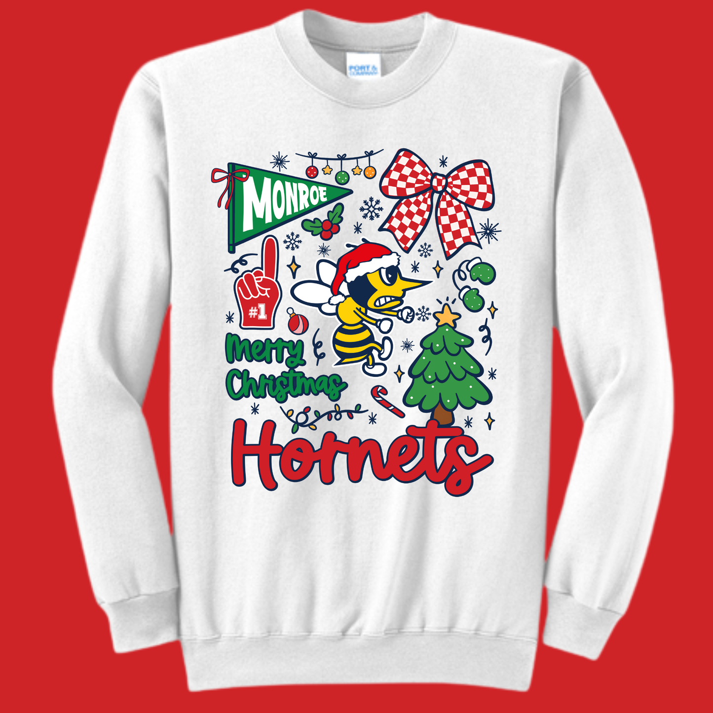 Hornets Christmas Crewneck Sweatshirt! (Available in five Colors!)