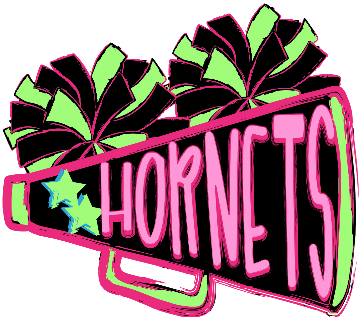 Hornets Neon Megaphone Cheer Tee