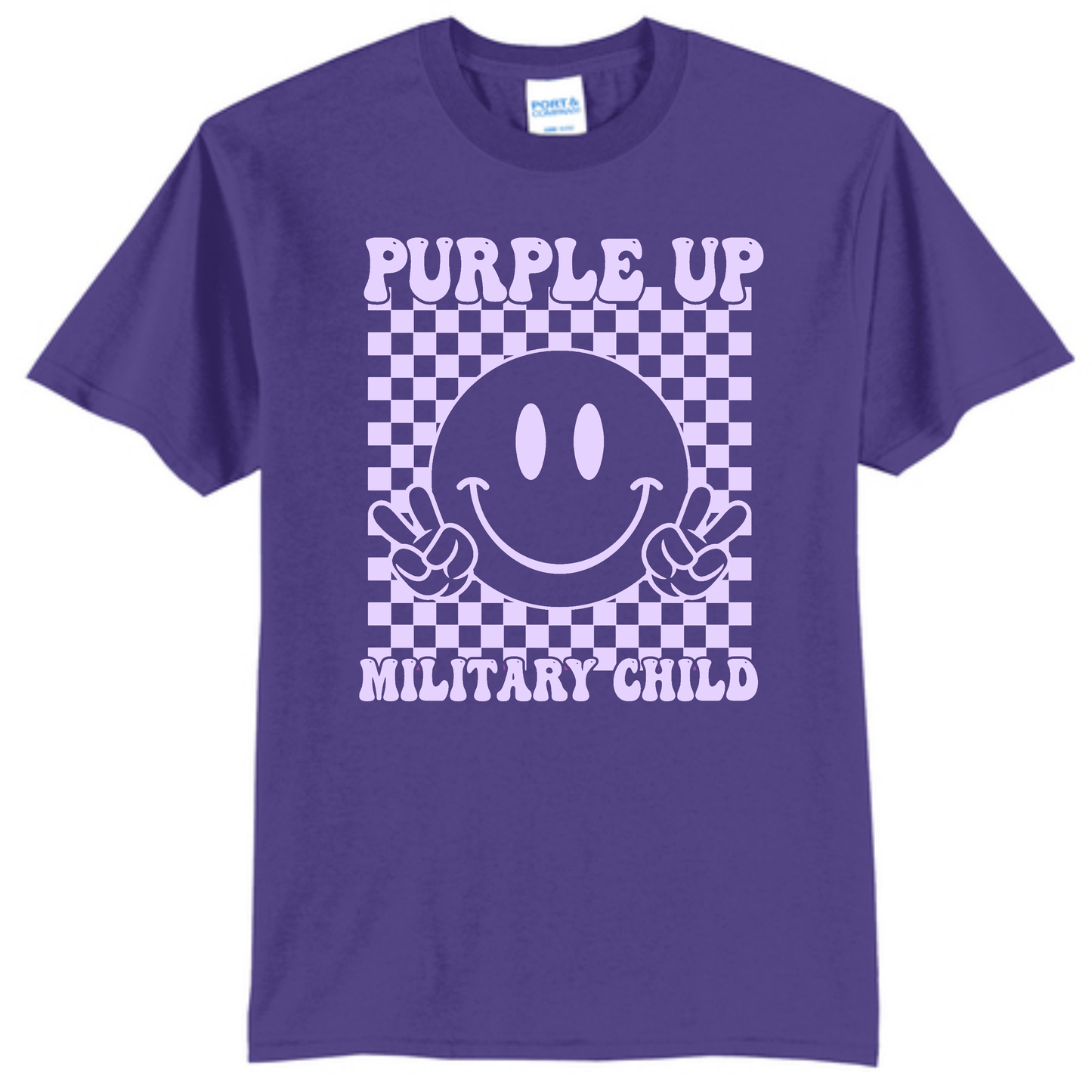 Purple Up Military Child Smiley Face Tee