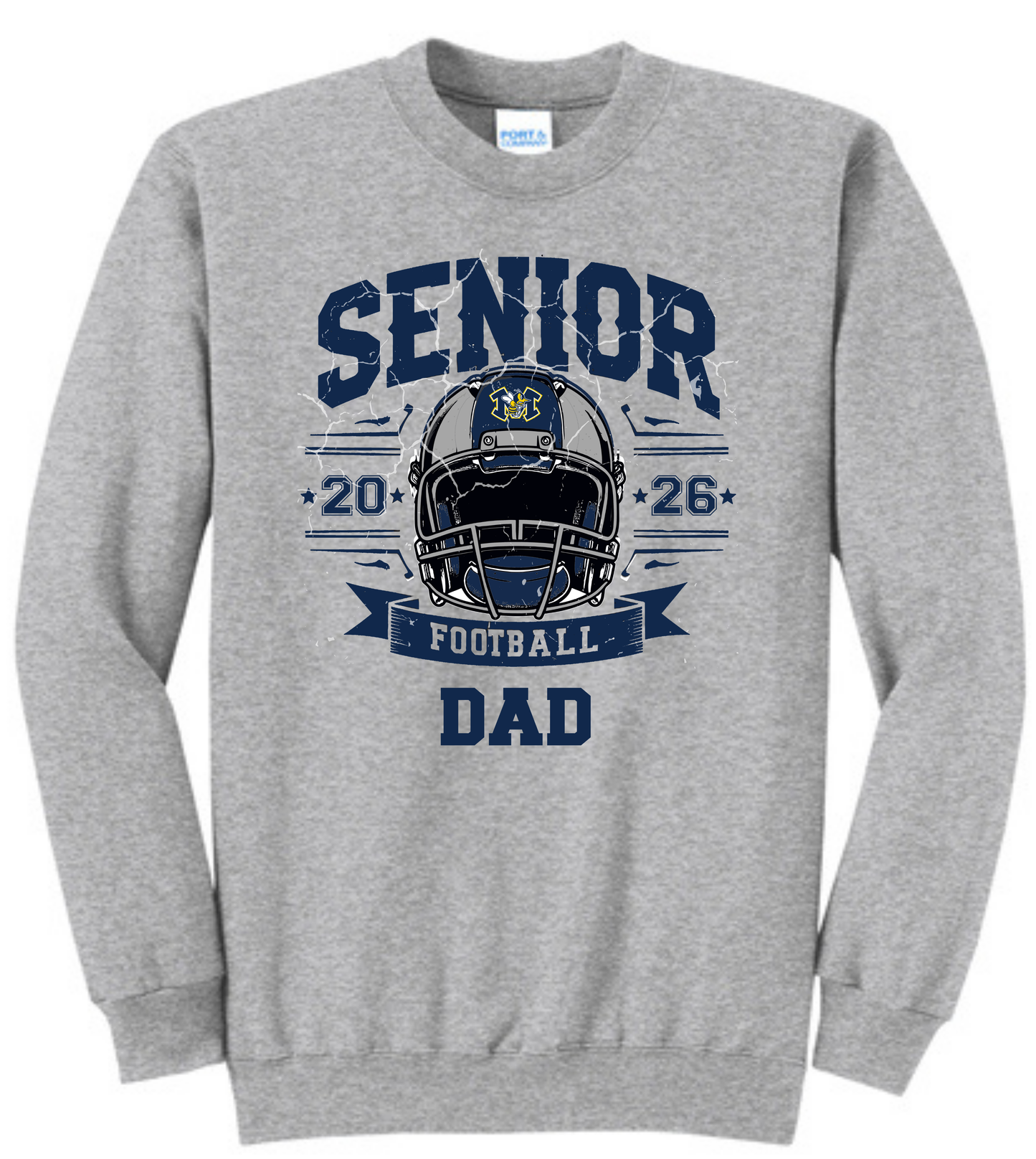 Senior Dad Football 2026 w/Monroe logo, Crewneck Sweatshirt (Two Colors Available)