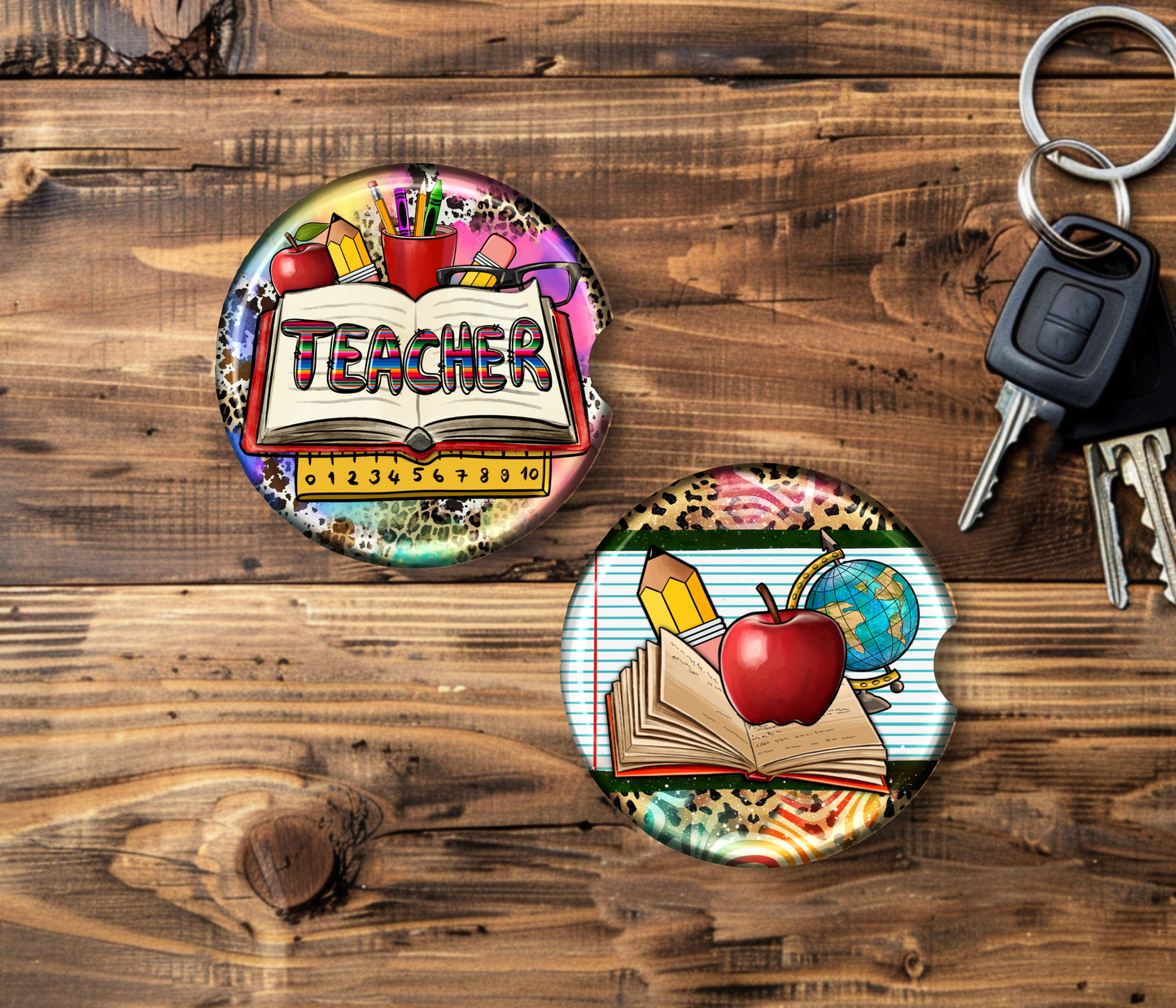 Ceramic Teacher Car Coaster (Set of 2)